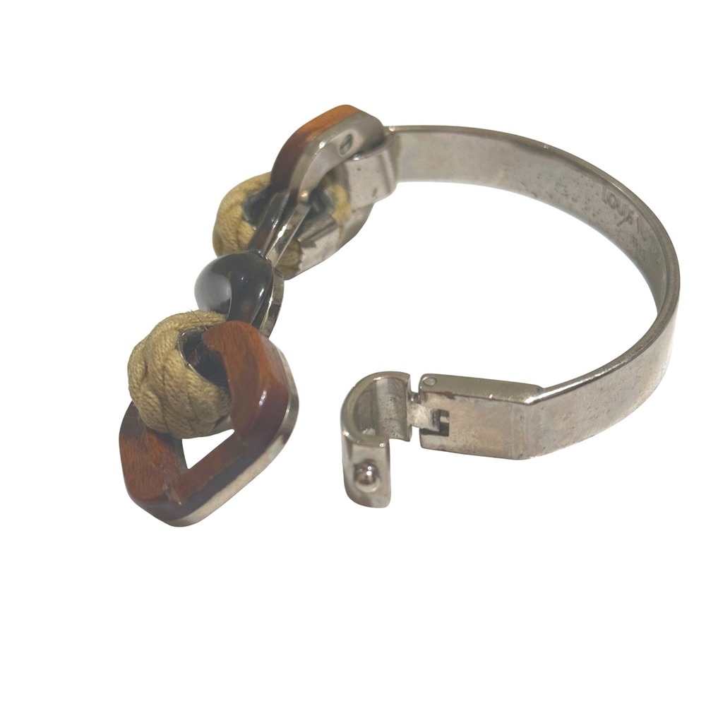 Rare Vintage Louis Vuitton Wood Tortoise Resin & Nautical‎ Rope Cuff Bracelet - Picture 6 of 11